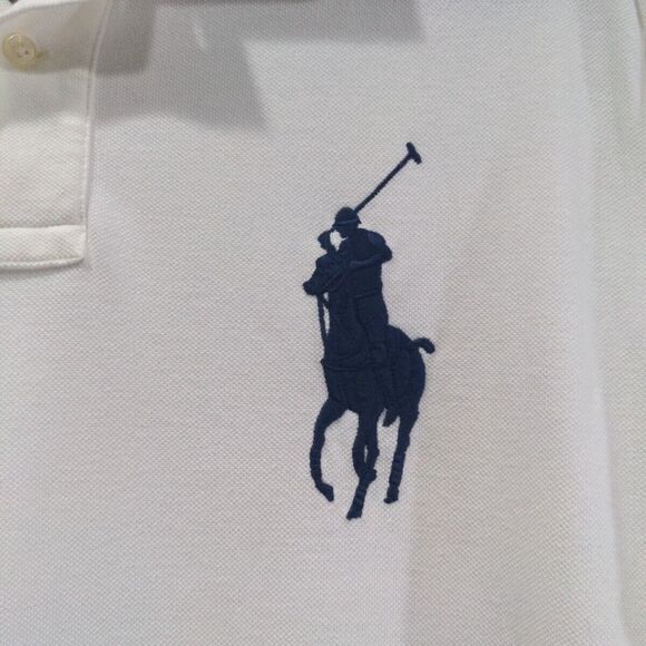 Polo Ralph Lauren Mens SS Polo Big Pony '3' Shirt Size XL Slim Fit White Cotton - Picture 2 of 10